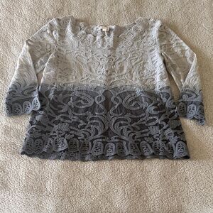 Meadow Rue by Anthropologie Gradient Gray Lace Blouse Small